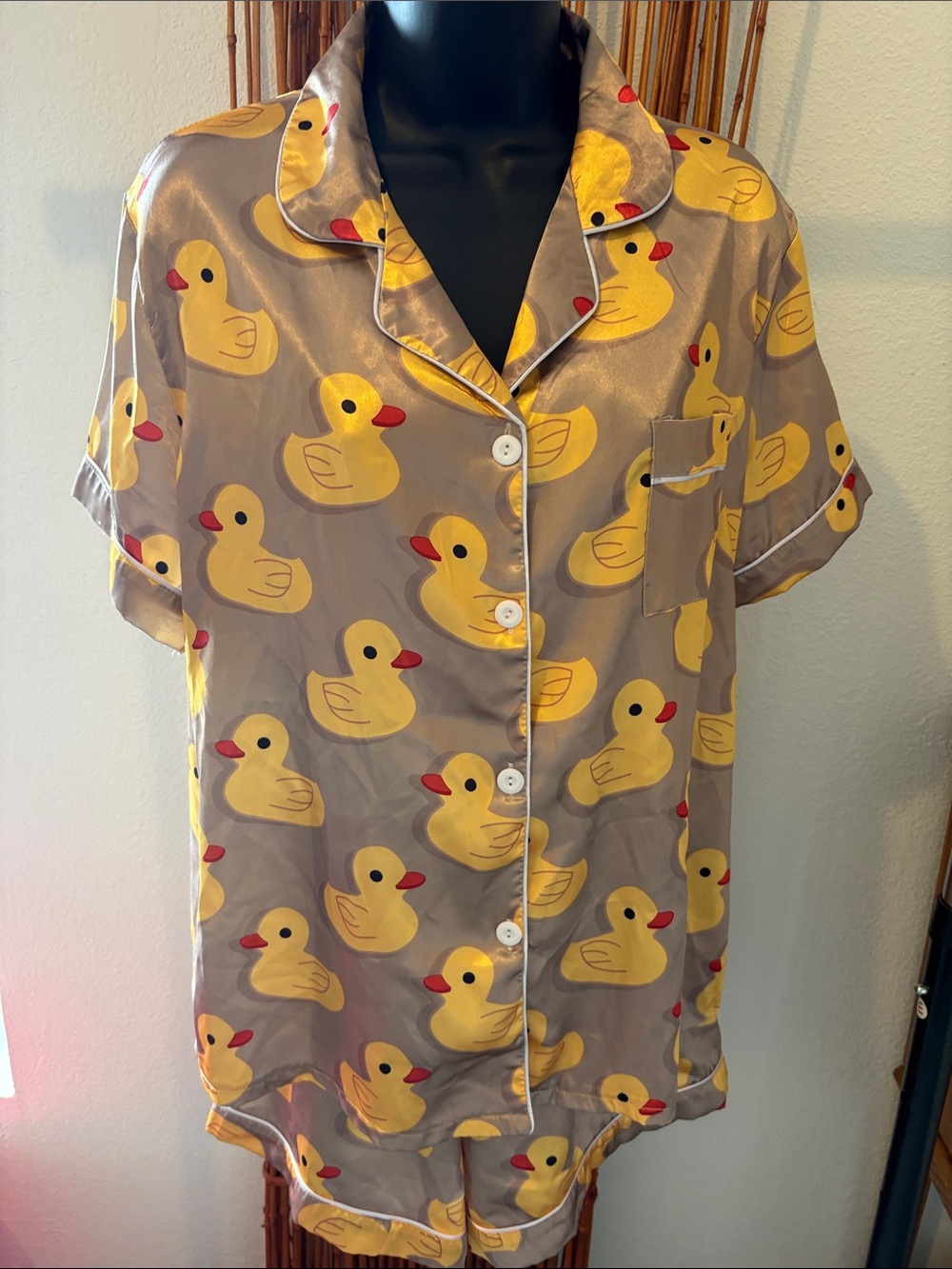 Women’s Large Silky Duck Print Pajamas